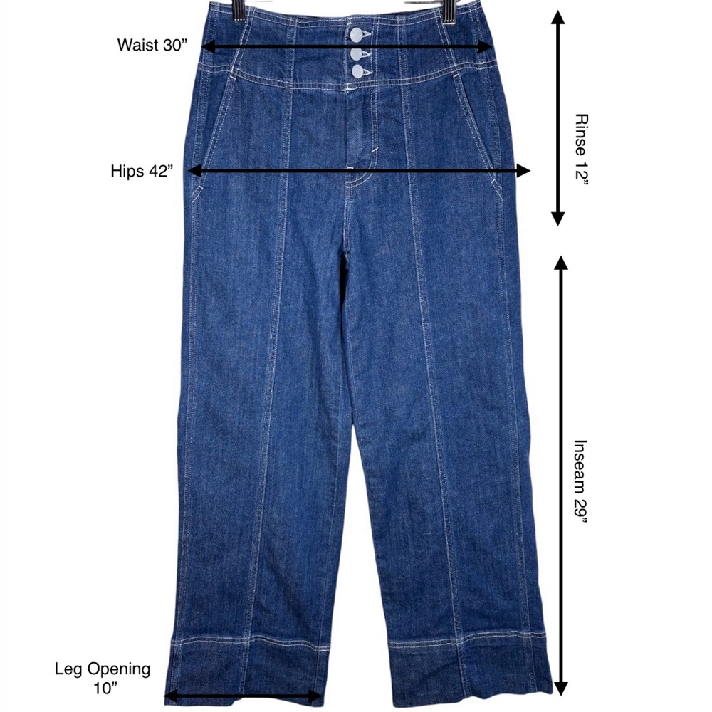 Pilcro Anthropologie Seamed High Rise Wide Leg Jeans Pants Size Petite 27 Dark - Picture 14 of 14